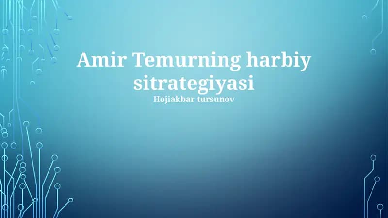 Amir Temurning harbiy sitrategiyasi