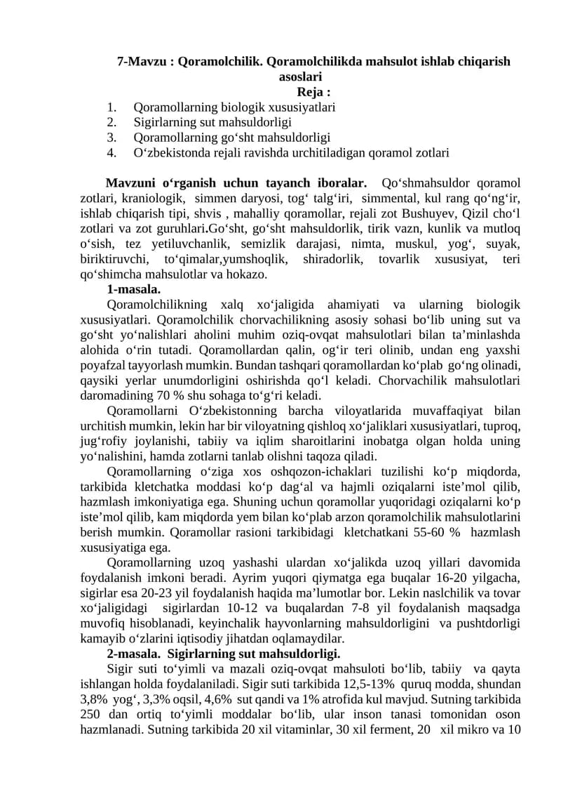 Qoramolchilik