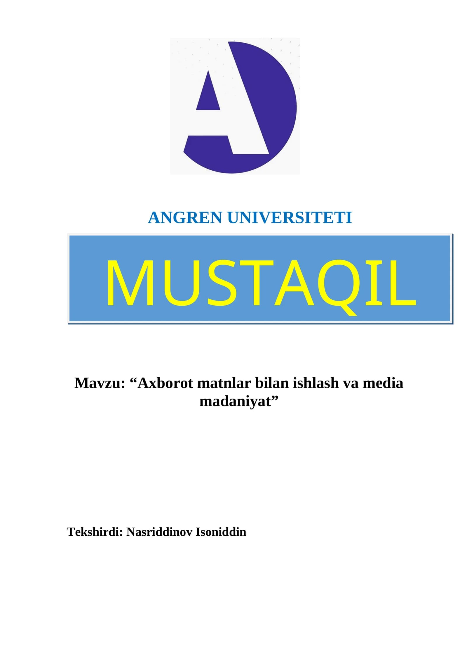 Axborot matnlar bilan ishlash va media madaniyat