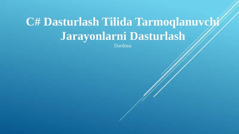C# Dasturlash Tilida Tarmoqlanuvchi Jarayonlarni Dasturlash