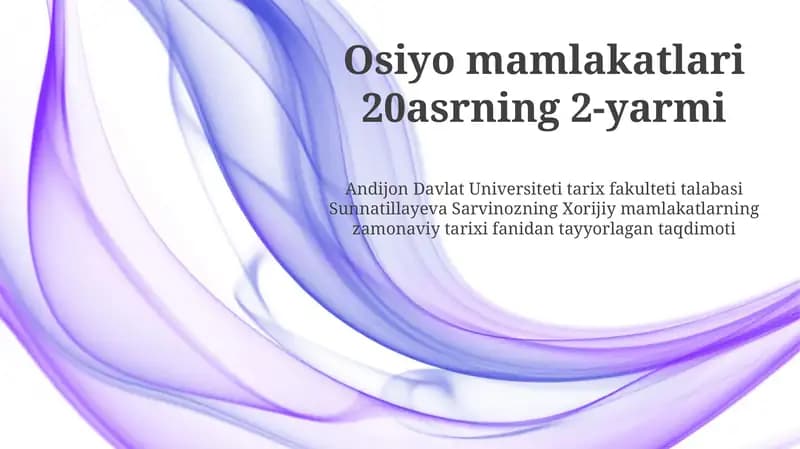 Osiyo Mamlakatlari 20-Asrning 2-Yarmi