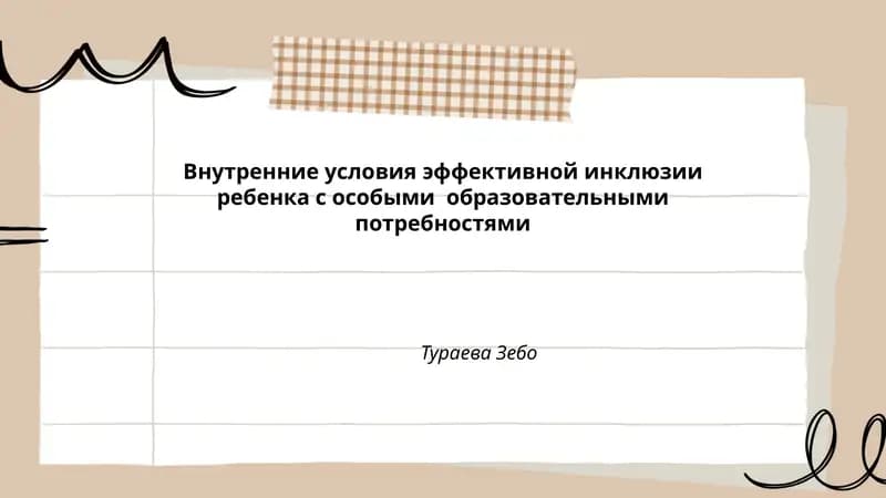 Внутренние условия эффективной инклюзии ребенка с особыми образовательными потребностями