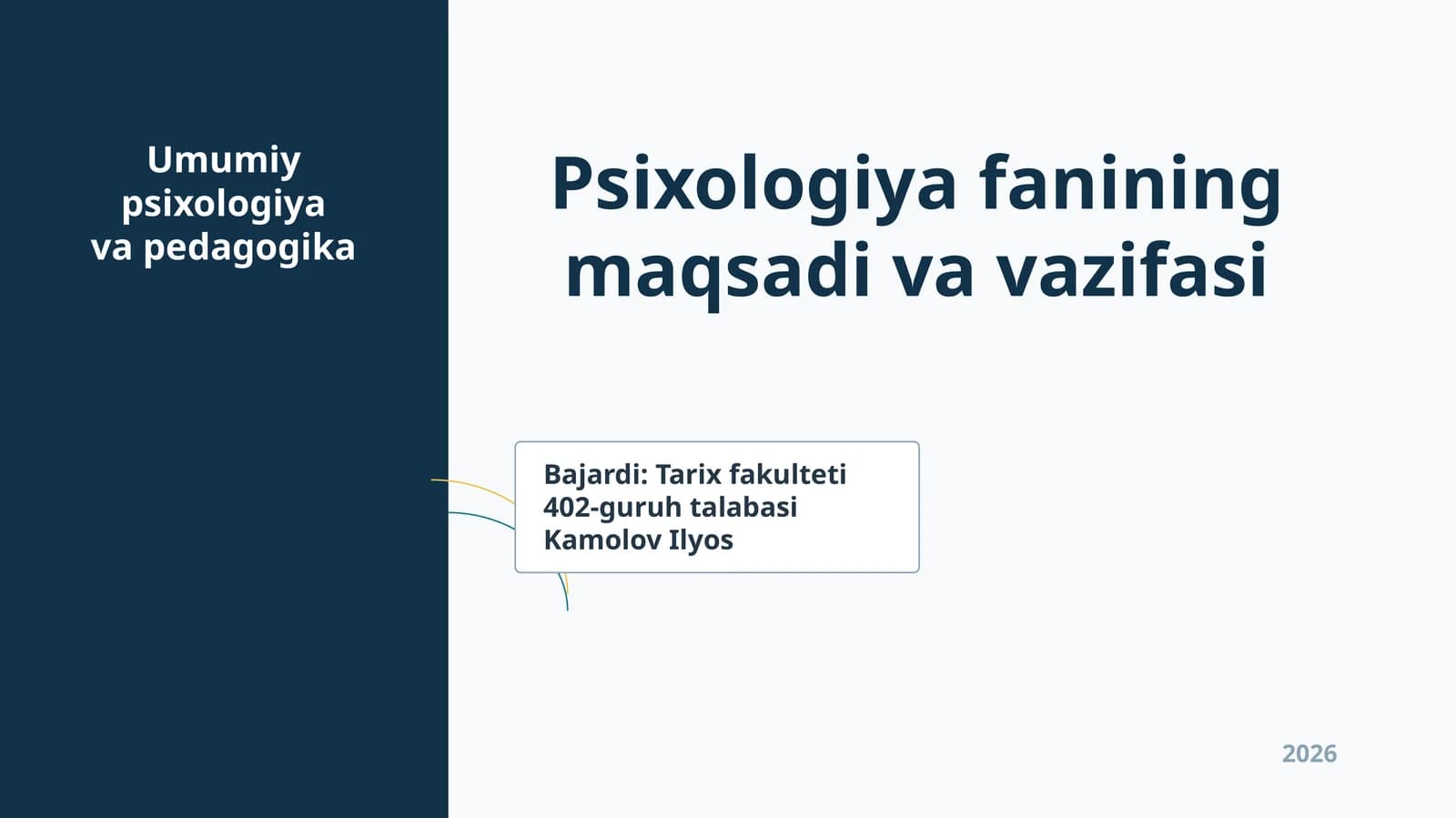Umumiy psixologiya va pedagogika