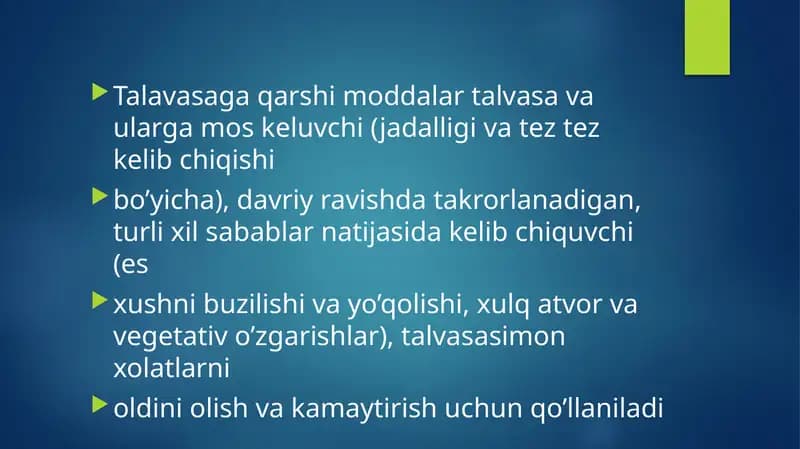Talavasaga qarshi moddalar