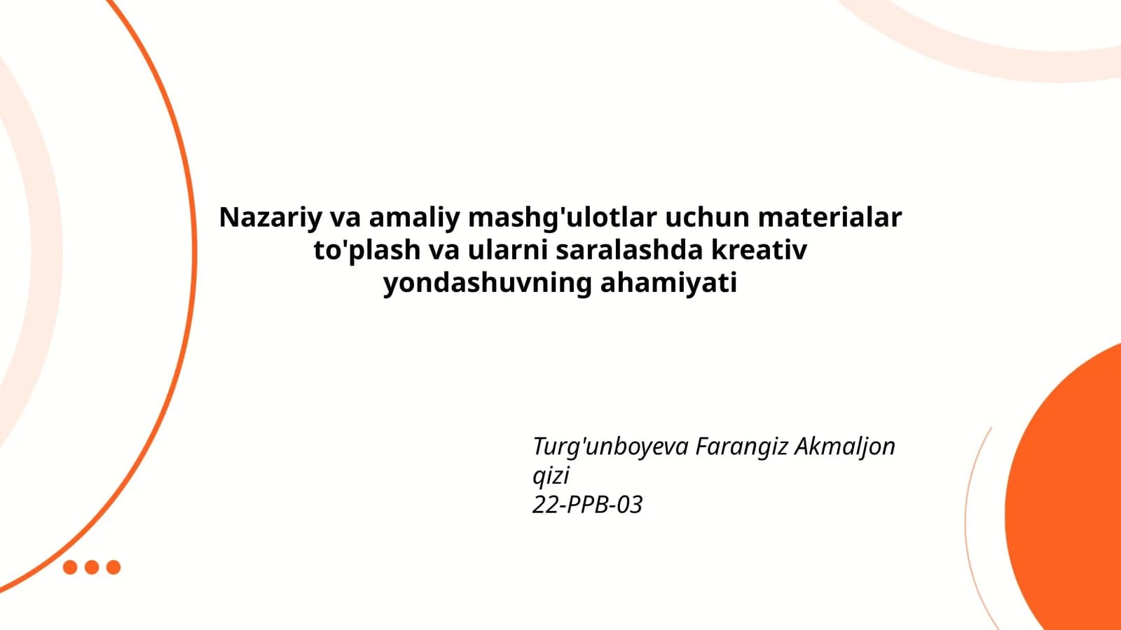 Kreativ yondashuv tushunchasi