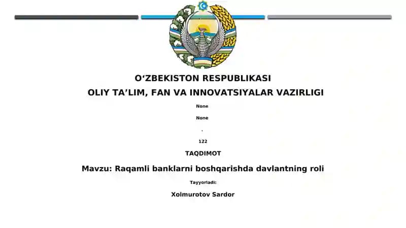 Raqamli banklarni boshqarishda davlantning roli