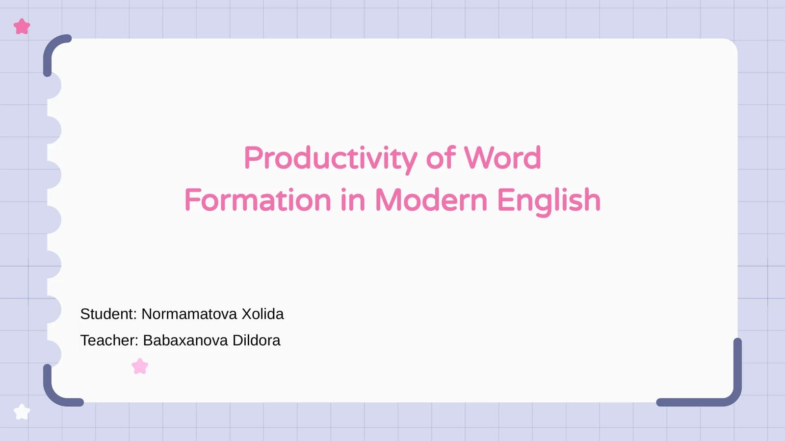Productivity of Word Formation in Modern English