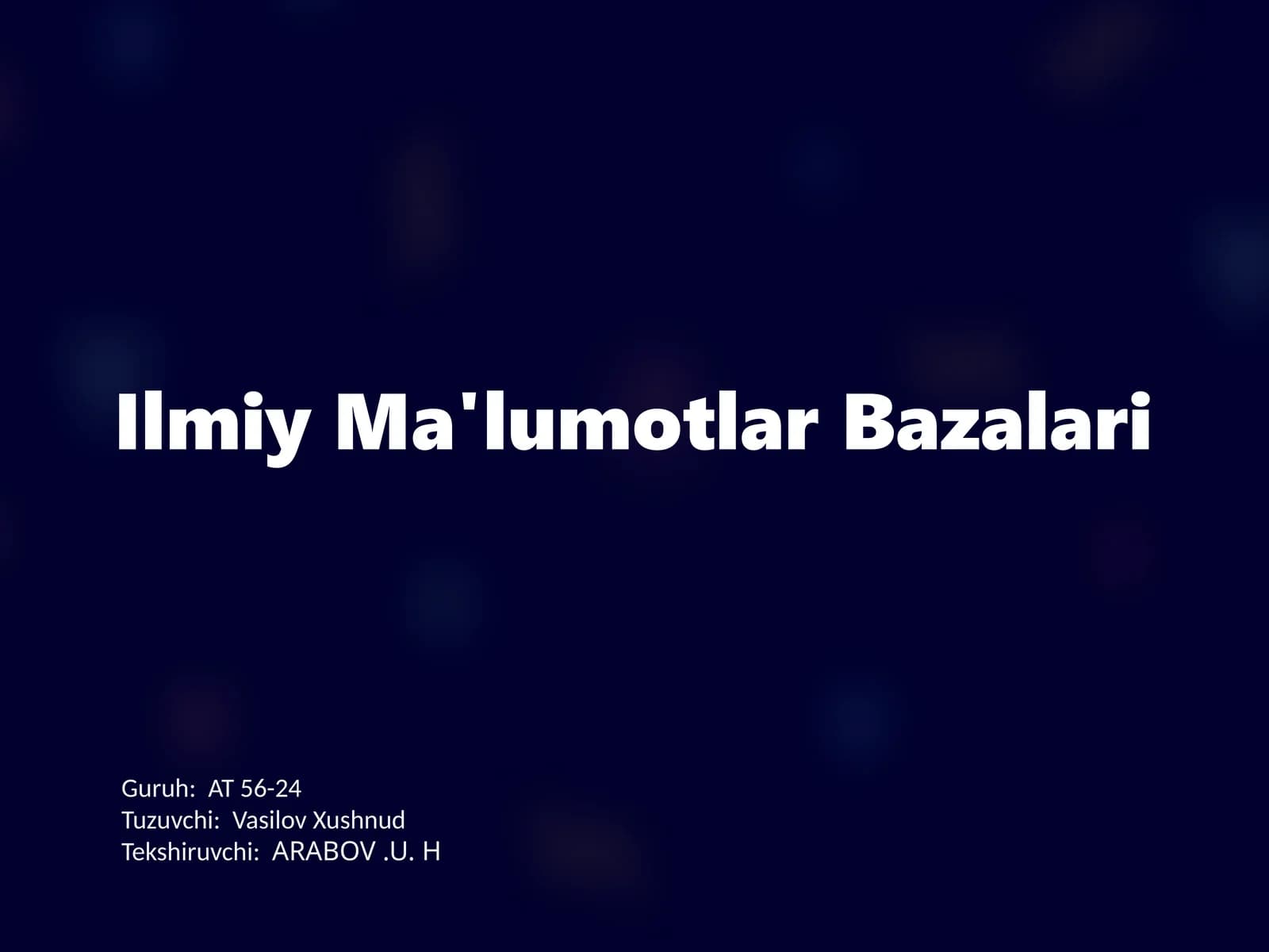 Ilmiy Ma'lumotlar Bazalari
