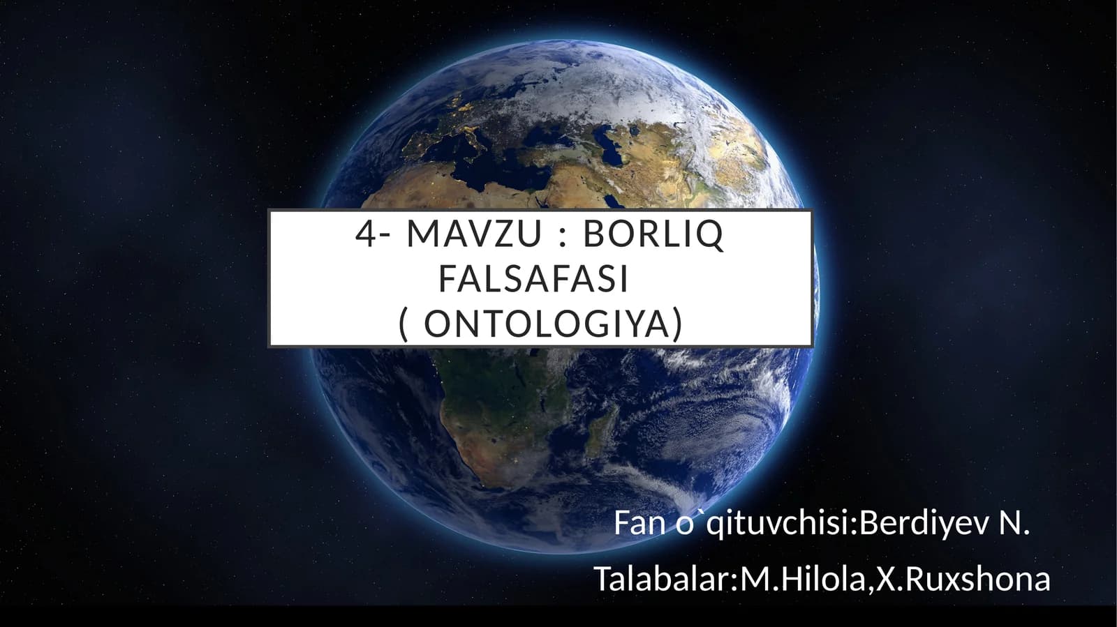 borliq falsafasi(ontologiya)