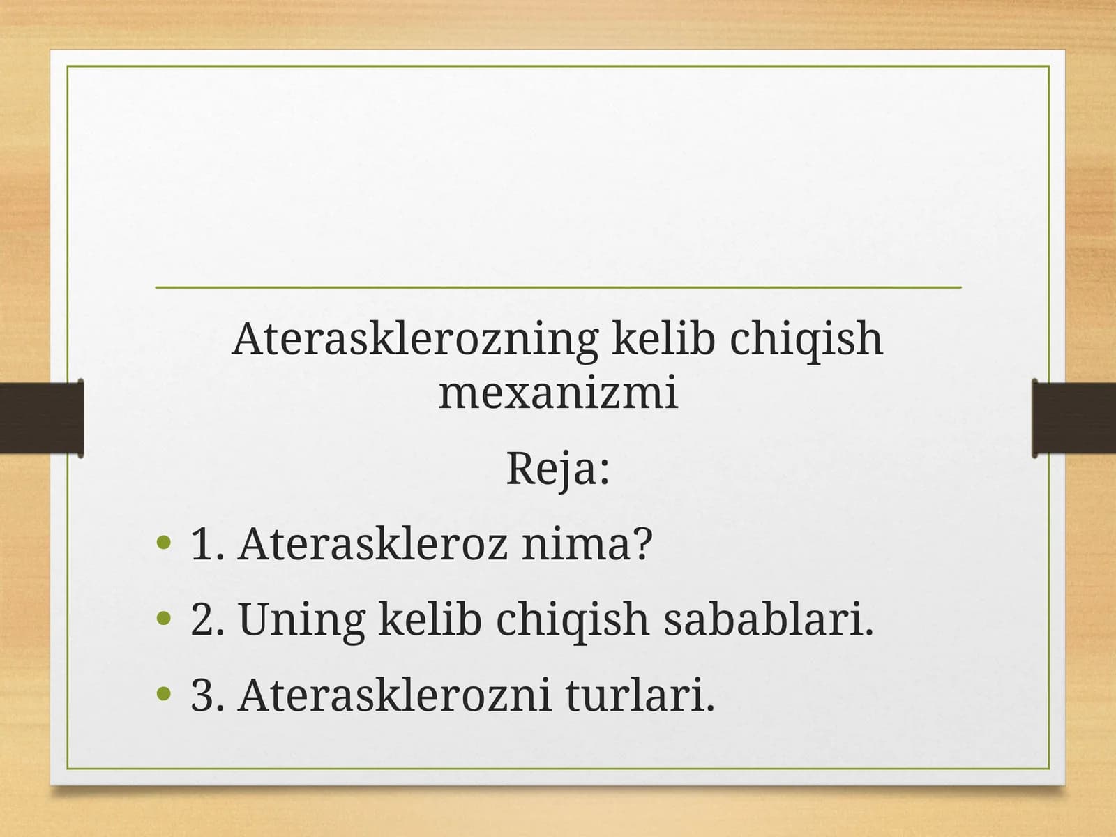 Aterasklerozning kelib chiqish mexanizmi