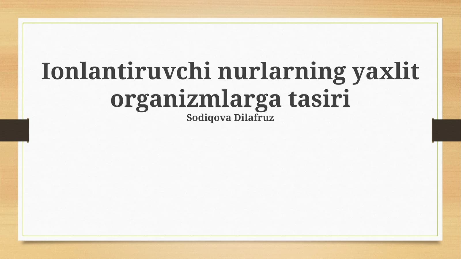 Ionlantiruvchi nurlarning yaxlit organizmlarga tasiri