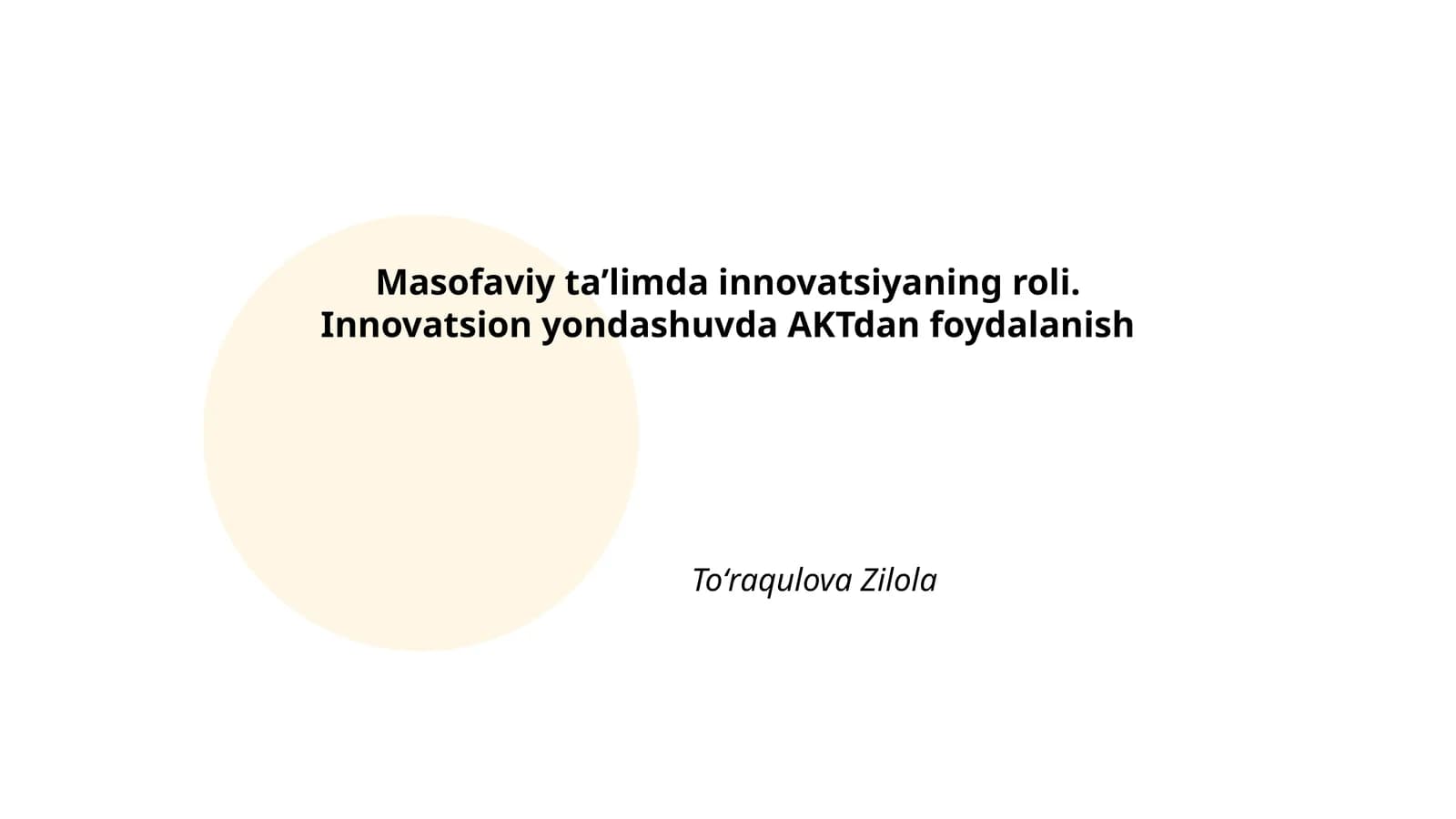 Masofaviy taʼlimda innovatsiyaning roli