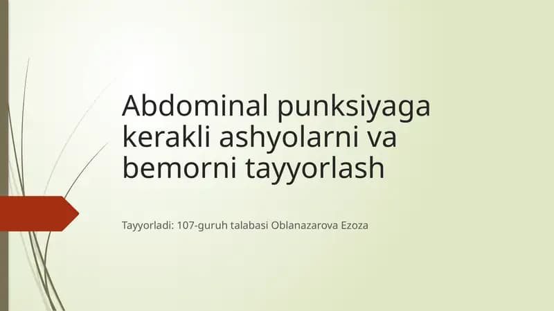 Abdominalpunksiyagakerakliashyolarnivabemornitayyorlash