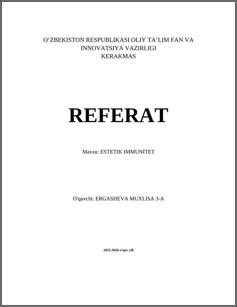ESTETIK IMMUNITET REFERAT
