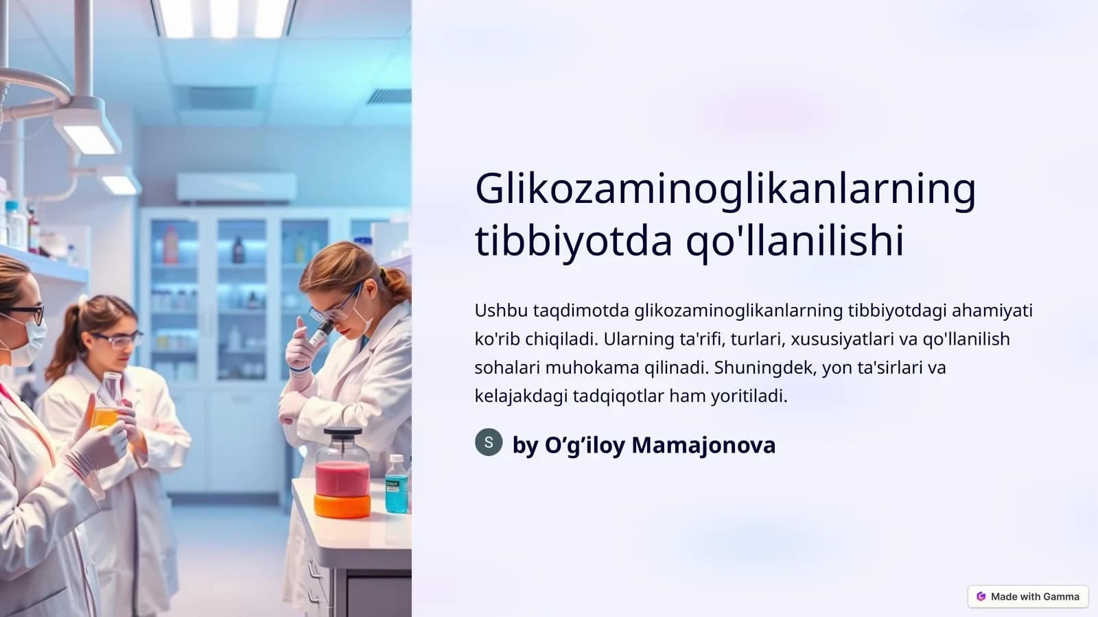 Glikozaminoglikanlarning tibbiyotda qo'llanilishi