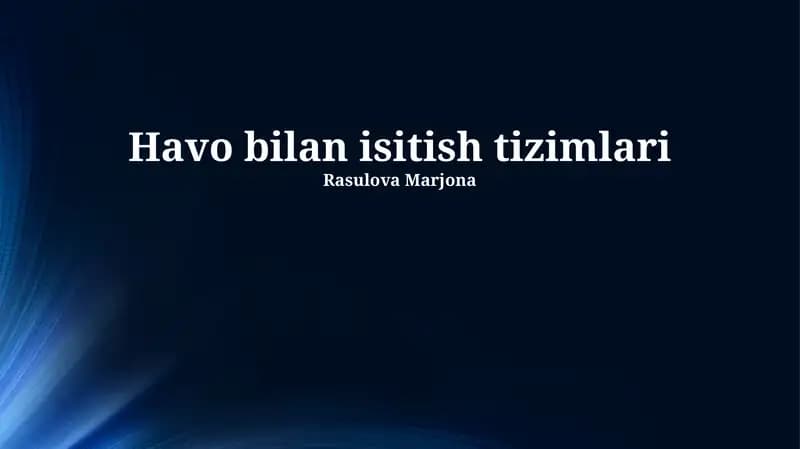 Havo bilan isitish tizimlari