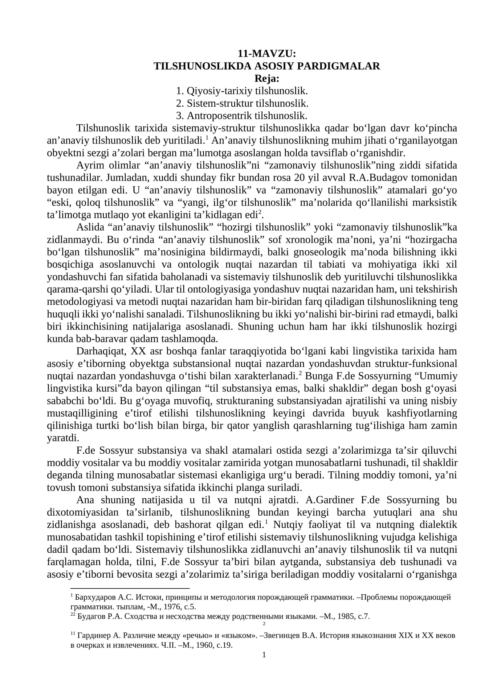 TILSHUNOSLIKDA ASOSIY PARDIGMALAR