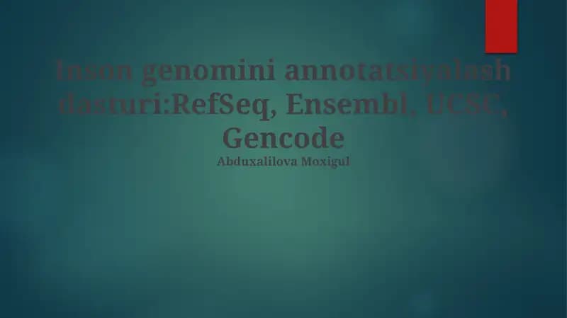 GENCODE: Inson genomining to'liq annotatsiyasi