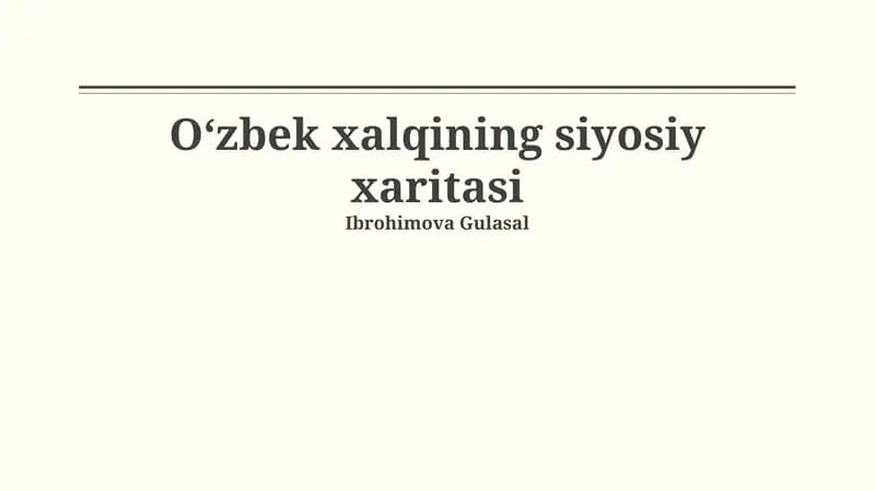 Oʻzbek xalqining siyosiy xaritasi