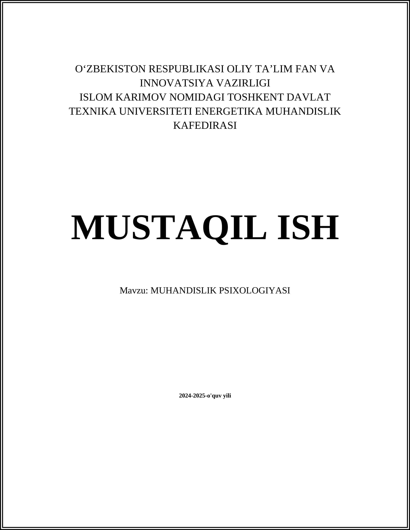 MUHANDISLIK PSIXOLOGIYASI