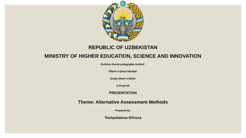 Alternative Assessment Methods