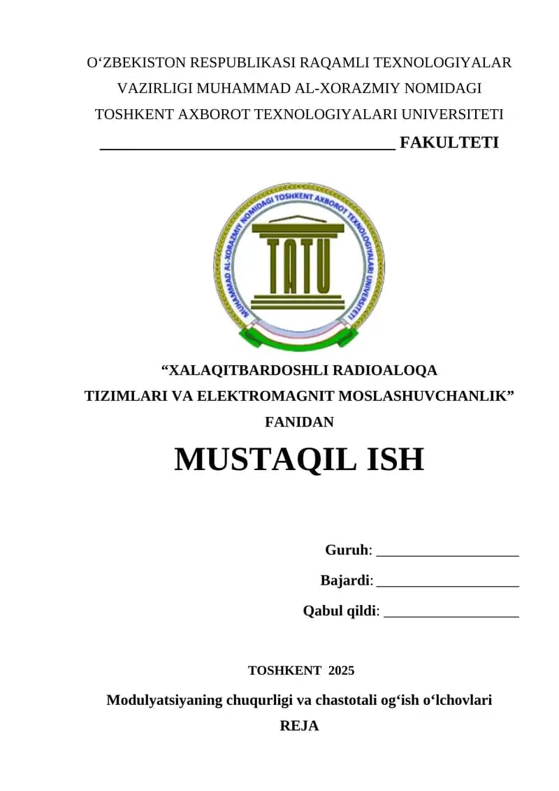Modulyatsiyaning chuqurligi va chastotali og‘ish o‘lchovlari