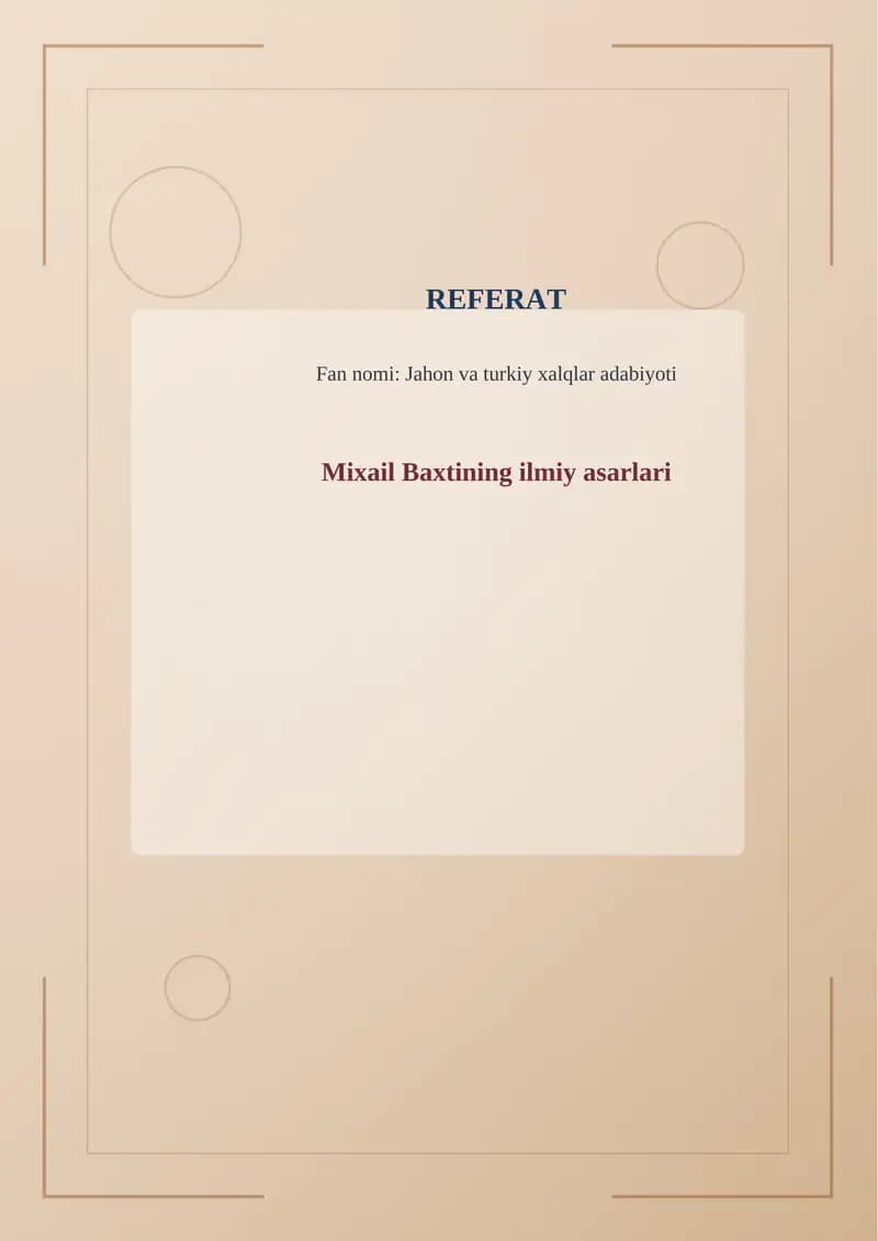 Mixail Baxtining ilmiy asarlari