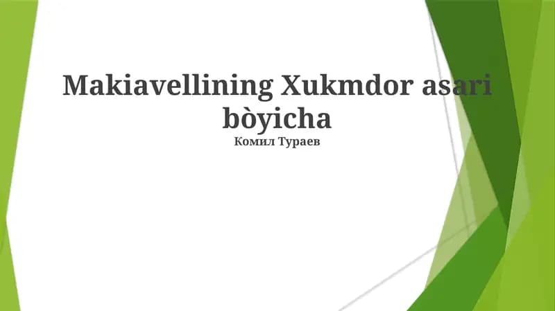 Makiavellining Xukmdor asari bòyicha