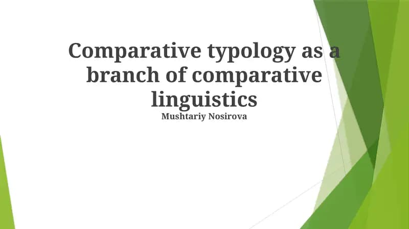 Comparative typology as a branch of comparative linguistics