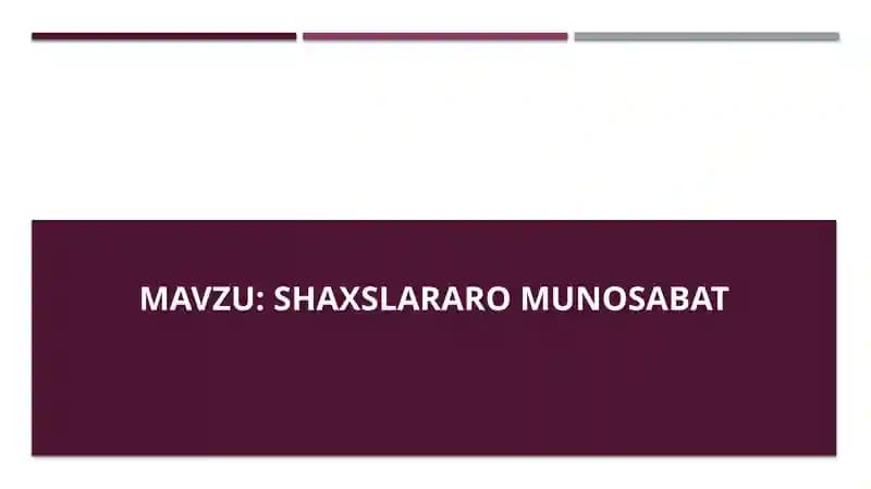 Shaxslararo munosabat