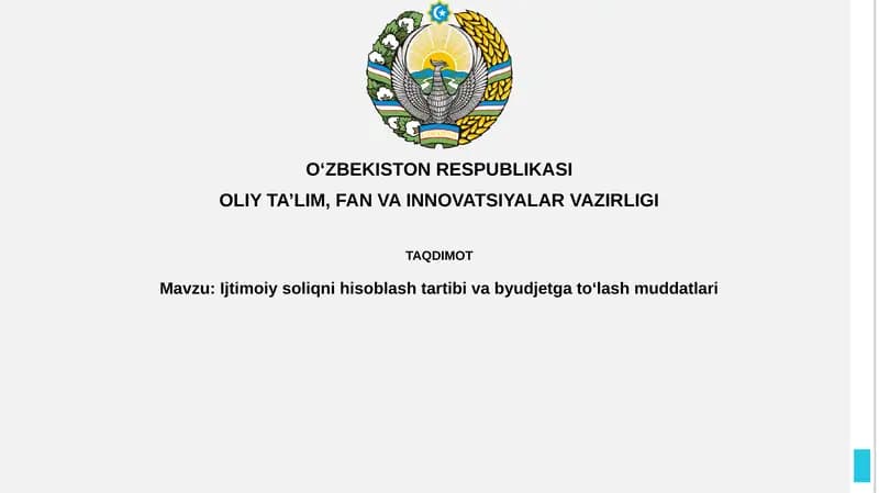 Ijtimoiy soliqni hisoblash tartibi va to'lash muddatlari