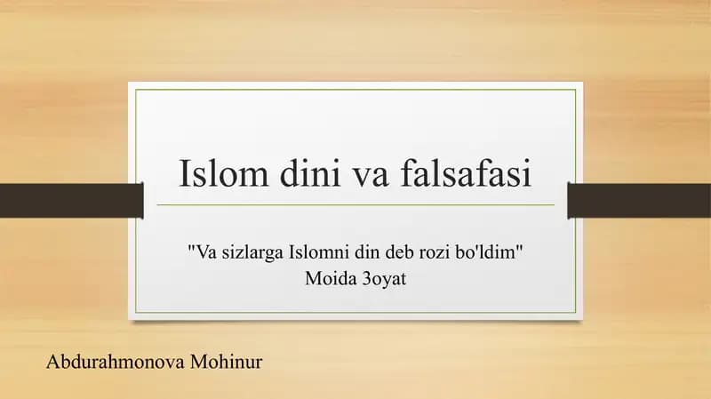 Islom dini va falsafasi