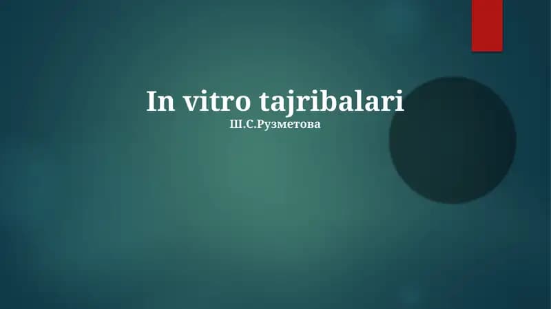 In Vitro Tajribalari