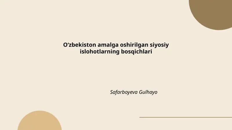 Oʻzbekiston amalga oshirilgan siyosiy islohotlarning bosqichlari