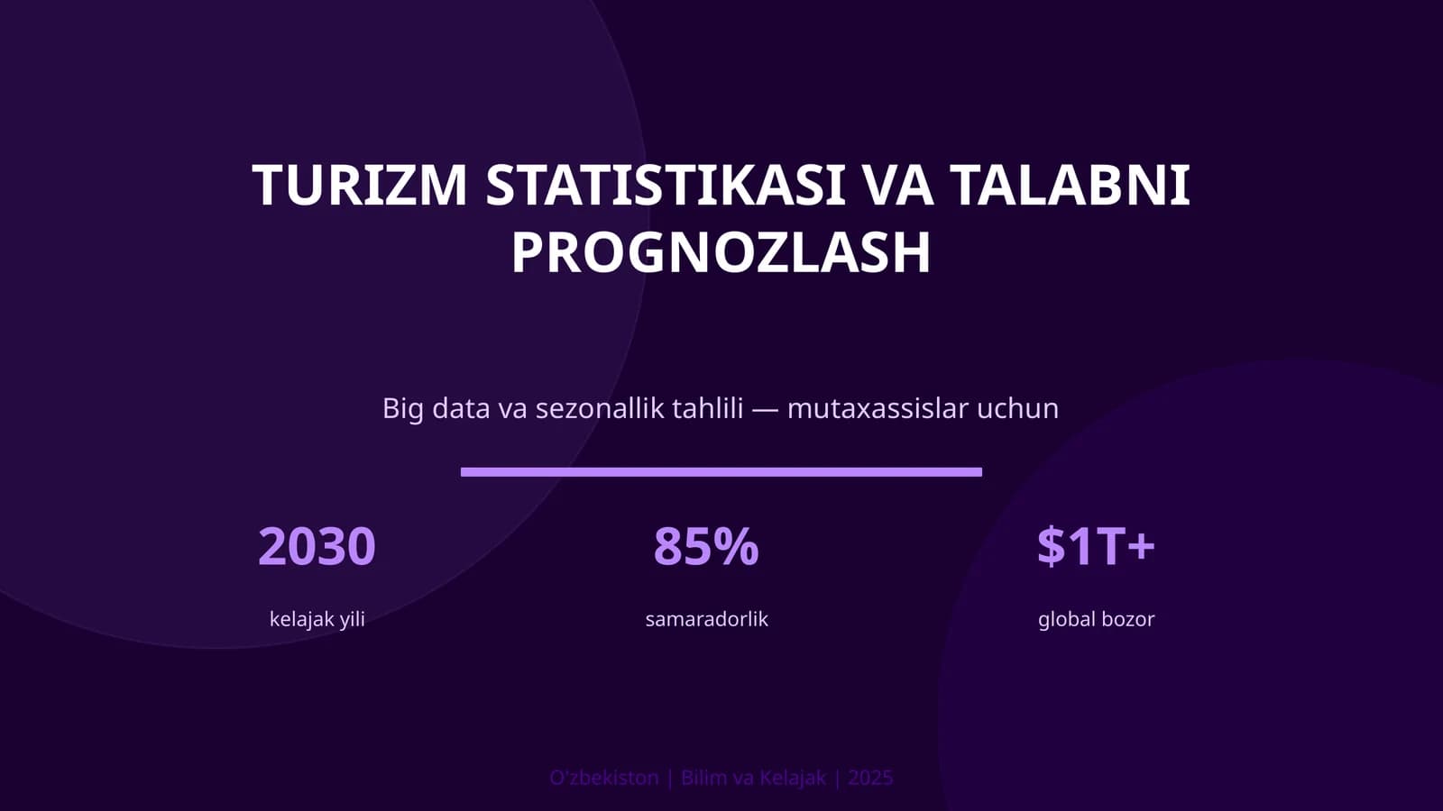 Turizm statistikasi va talabni prognozlash