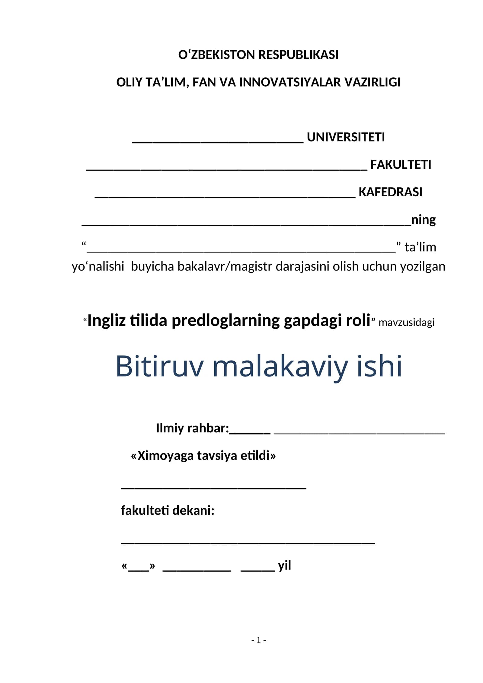 Ingliz tilida predloglarning gapdagi roli