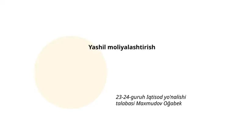 Yashil moliyalashtirish