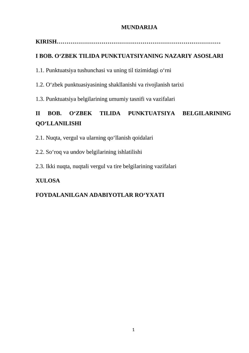 O'zbek tilida punktuatsiyaning nazariy asoslari