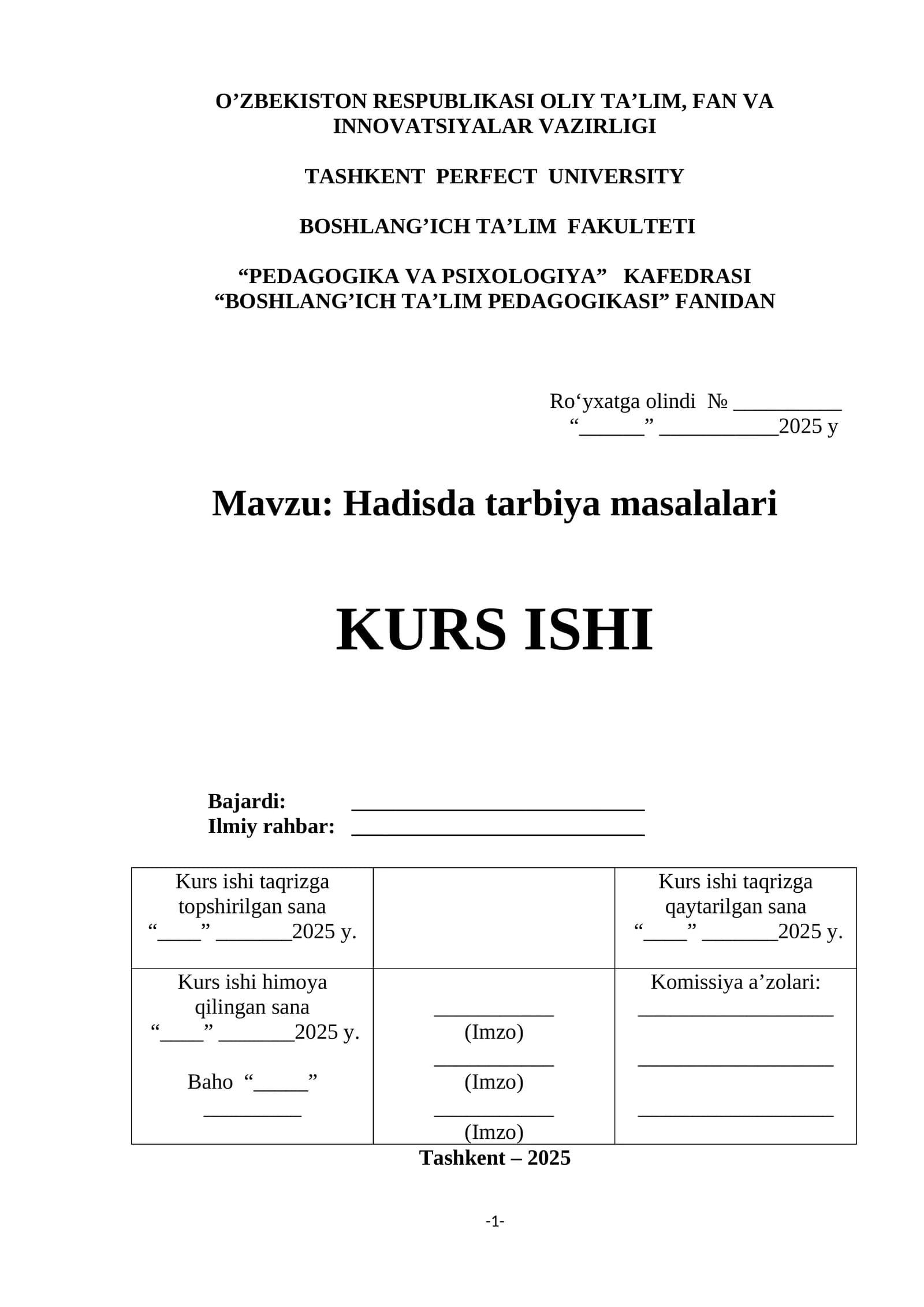 Hadisda tarbiya masalalari