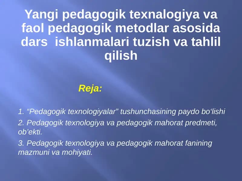 Pedagogik texnologiyalar