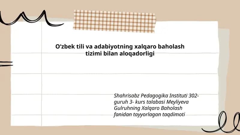 Xalqaro Baholash fanidan taqdimot