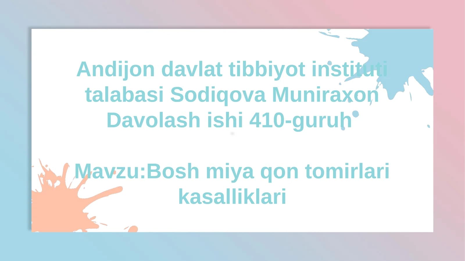 Bosh miya qontomirlari kasalliklari