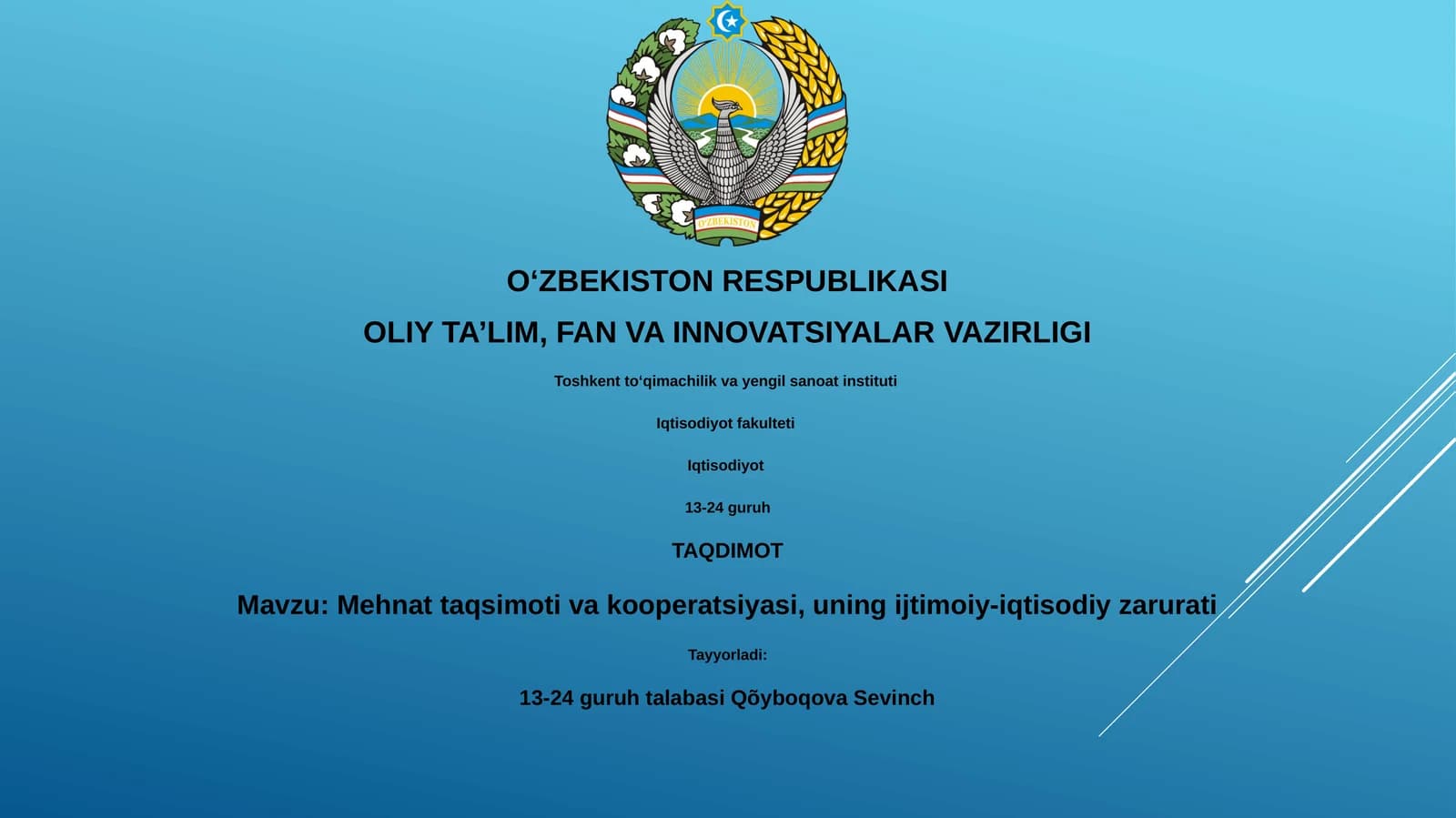 Mehnat taqsimoti va kooperatsiyasi