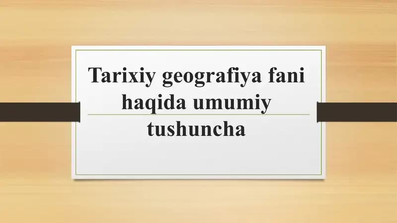 Tarixiy Geografiya Fan