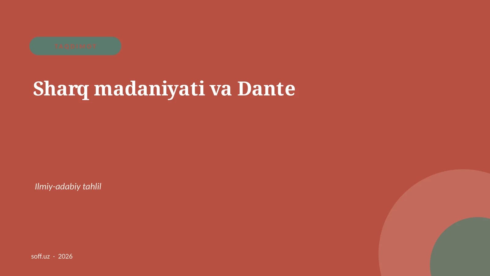 Sharq madaniyati va Dante