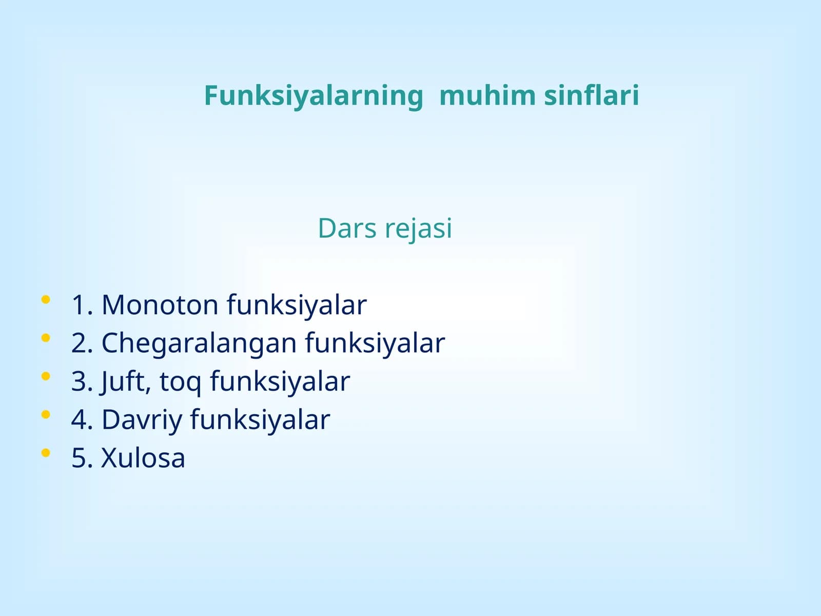 Funksiyalarningmuhimsinflari
