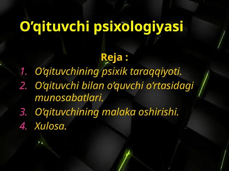 O’qituvchi Psixologiyasi
