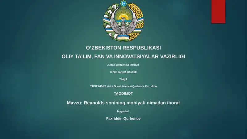 Reynolds soni (Re)