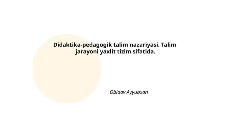 Didaktika-pedagogik talim nazariyasi