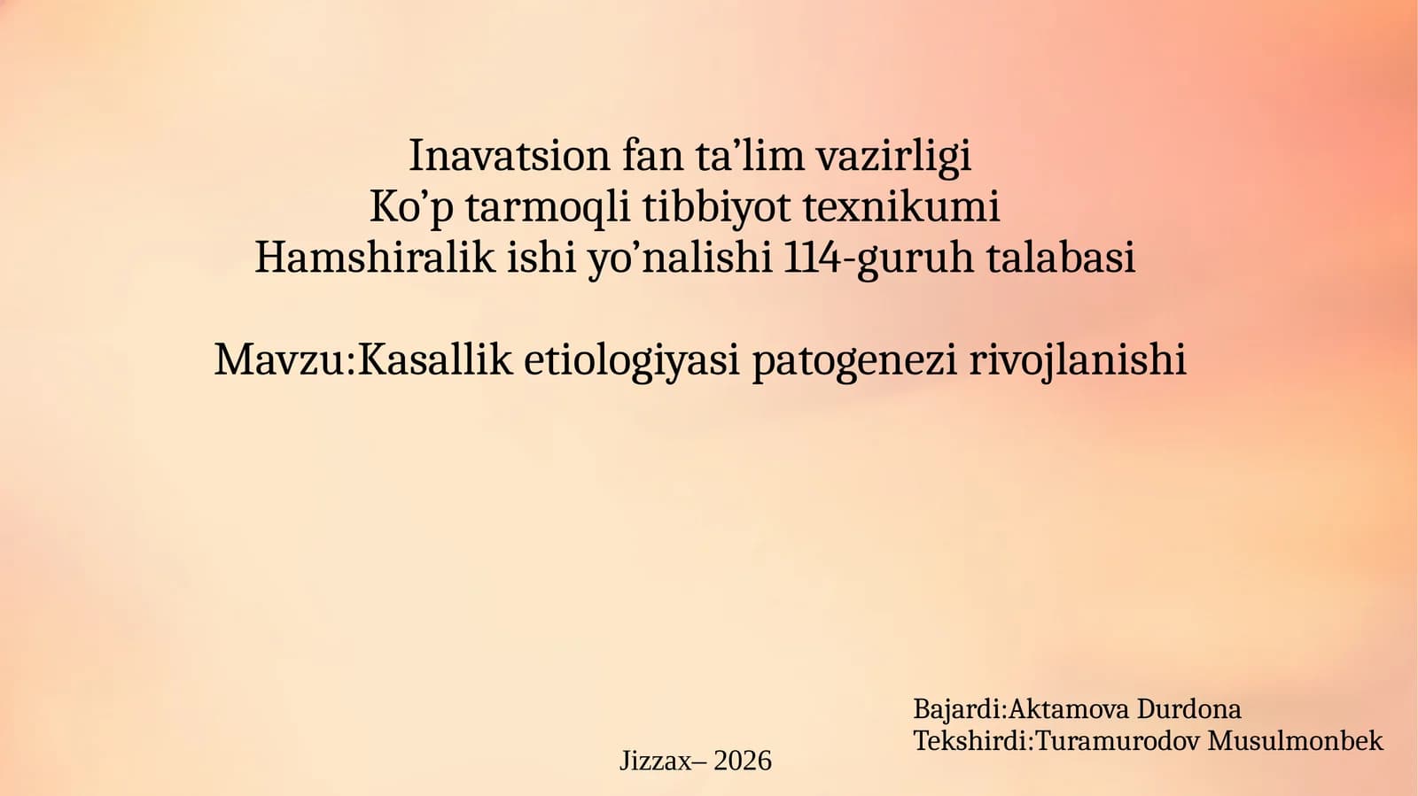 Patogenez(yun. pathos — kasallik va... genez)